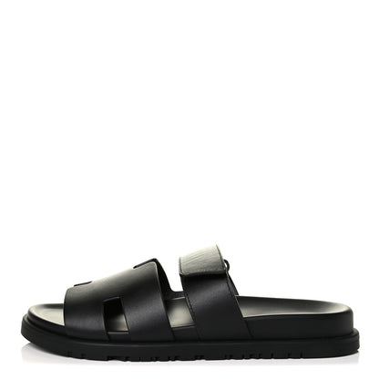 Hermes Calfskin Womens Chypre Sandals 40 Black 1 of 5