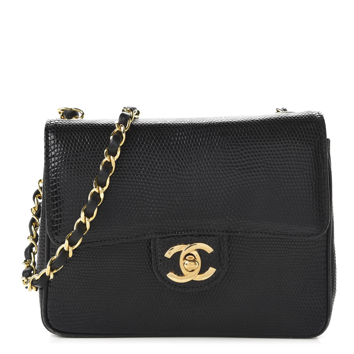 Chanel Lizard Mini Square Flap Black 1 of 11