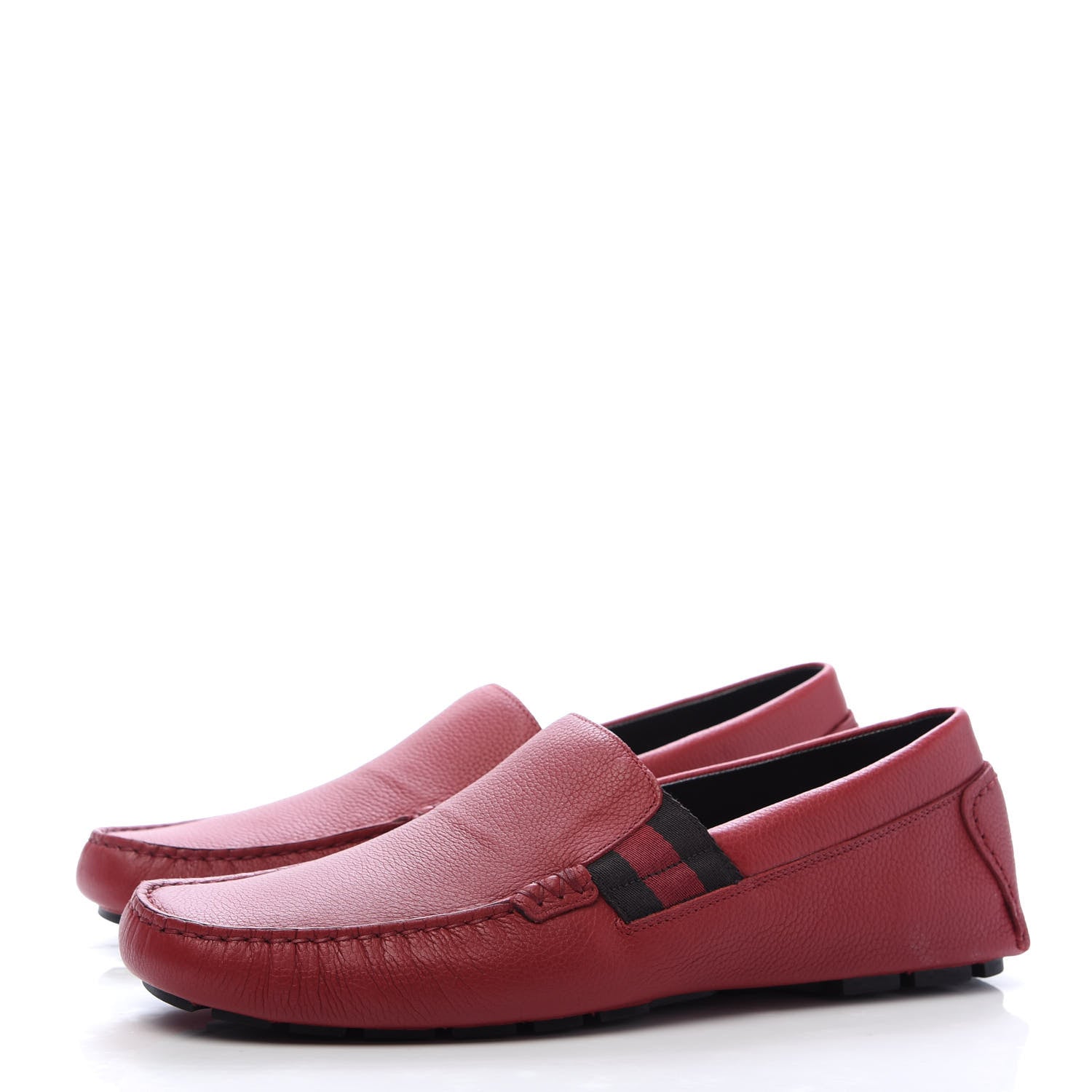 Gucci Calfskin Web Mens Driver Loafers 8 Red 3 of 9