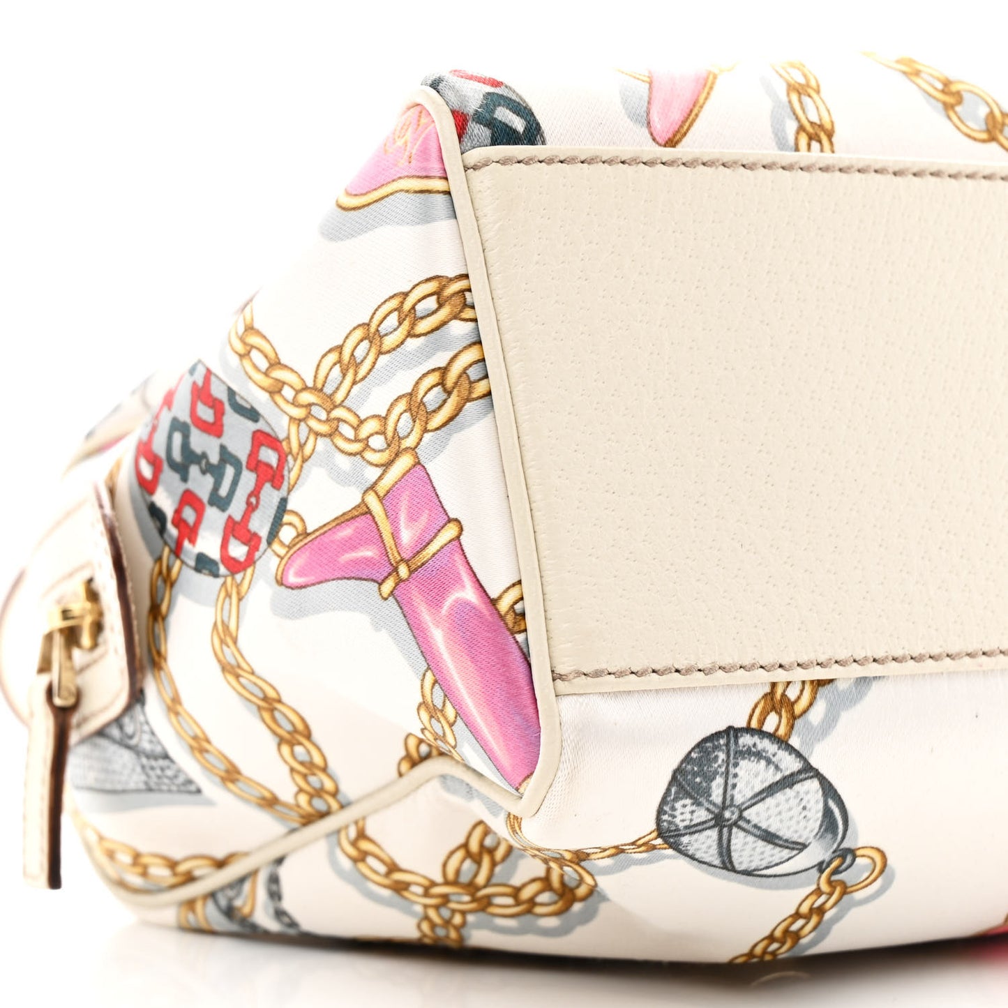 Satin Print Small Charmy Boston White