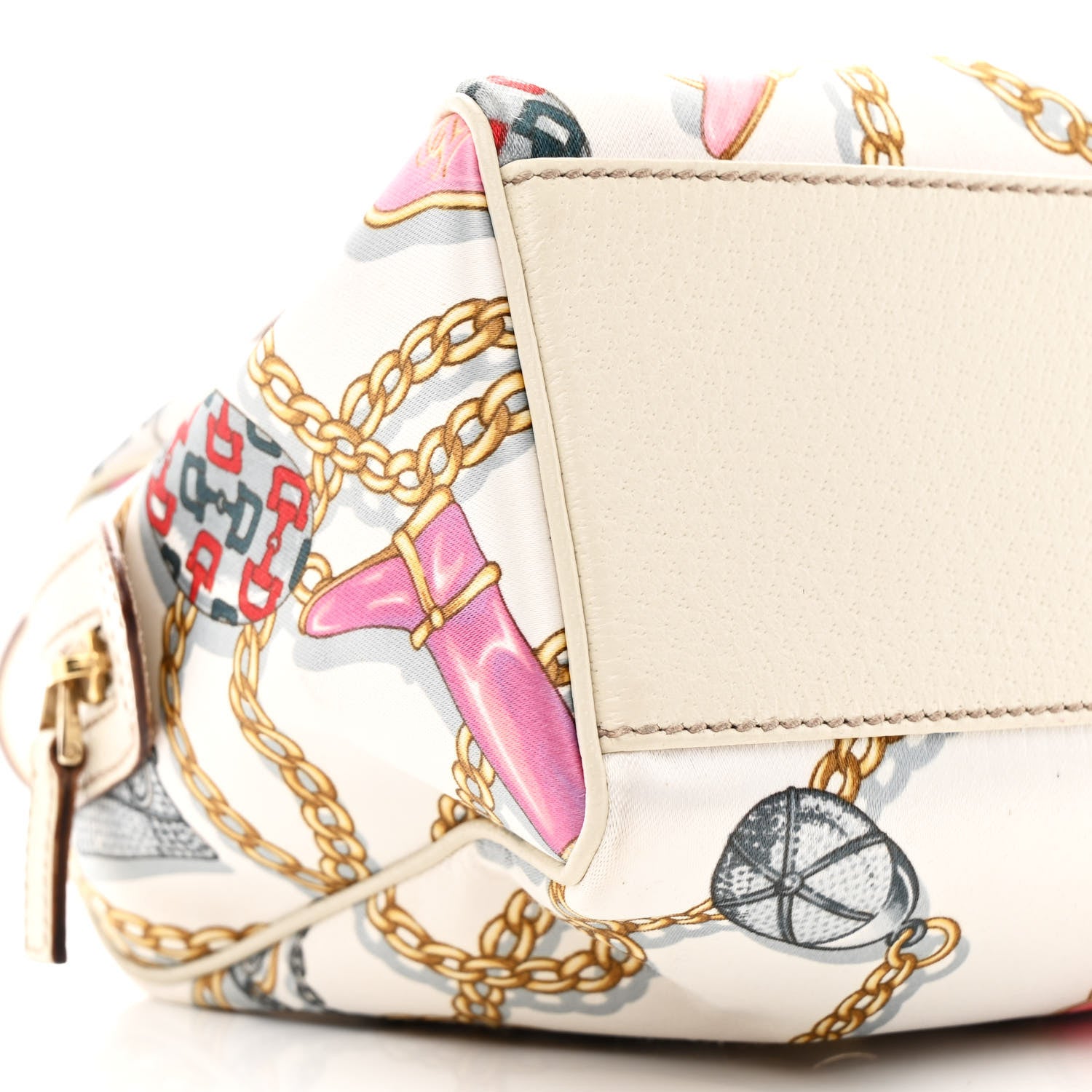 Gucci Satin Print Small Charmy Boston White 10 of 15