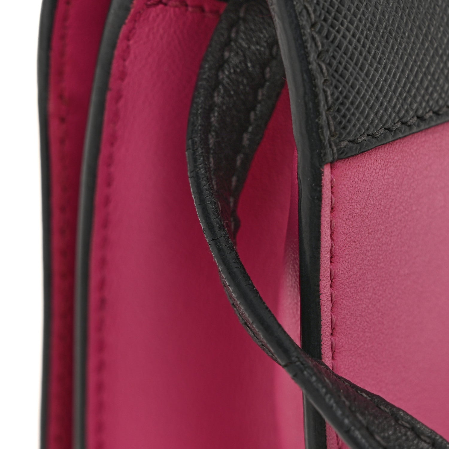 Prada City Calf Saffiano Astrology Cahier Bag Fuxia Black 10 of 11