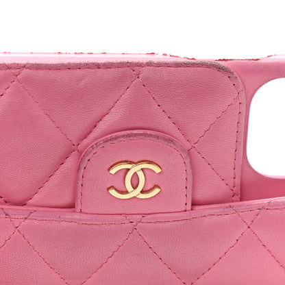 Chanel Lambskin Quilted Pearl Crush iPhone XII Pro Holder With Chain Pink 12 of 16