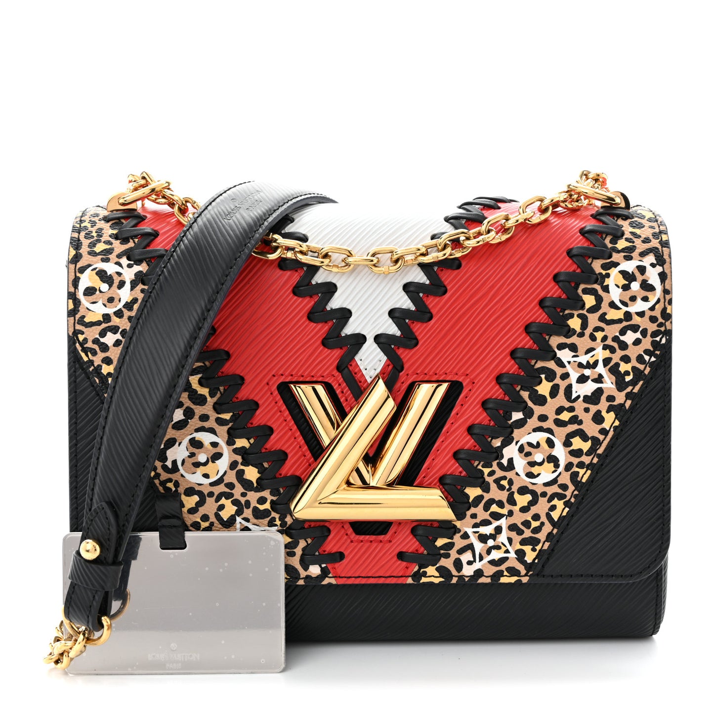 Epi Jungle Twist Shoulder Bag MM Black Coquelicot
