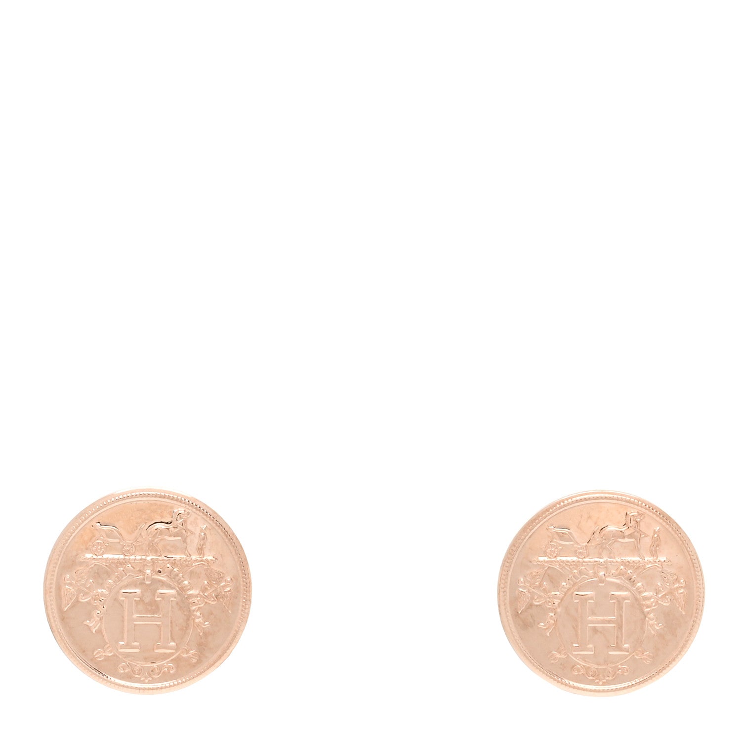 Hermes 18K Rose Gold TPM Ex-Libris Stud Earrings 1 of 5