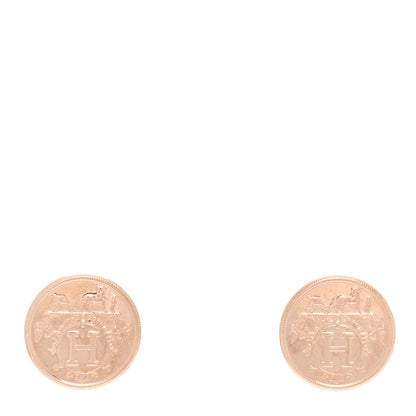 Hermes 18K Rose Gold TPM Ex-Libris Stud Earrings 1 of 5