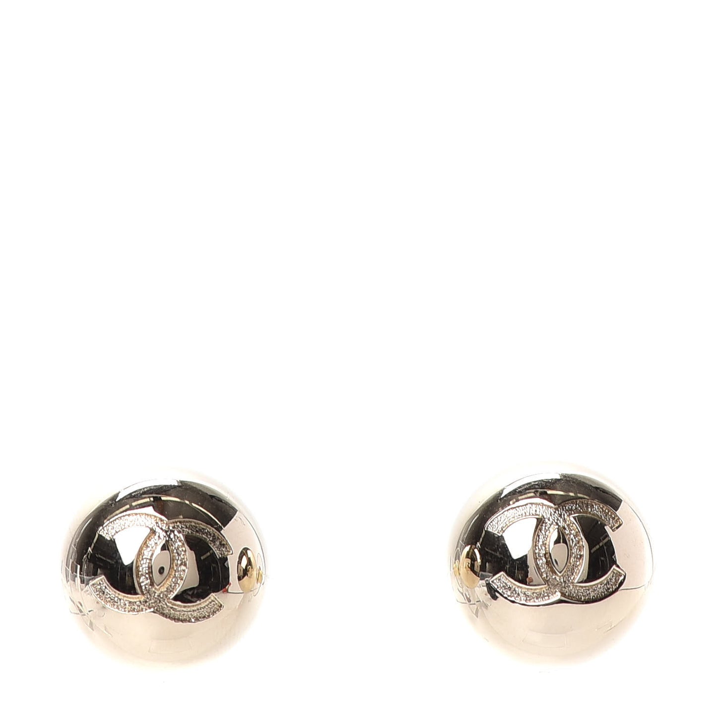 Metal Bead CC Stud Earrings Gold