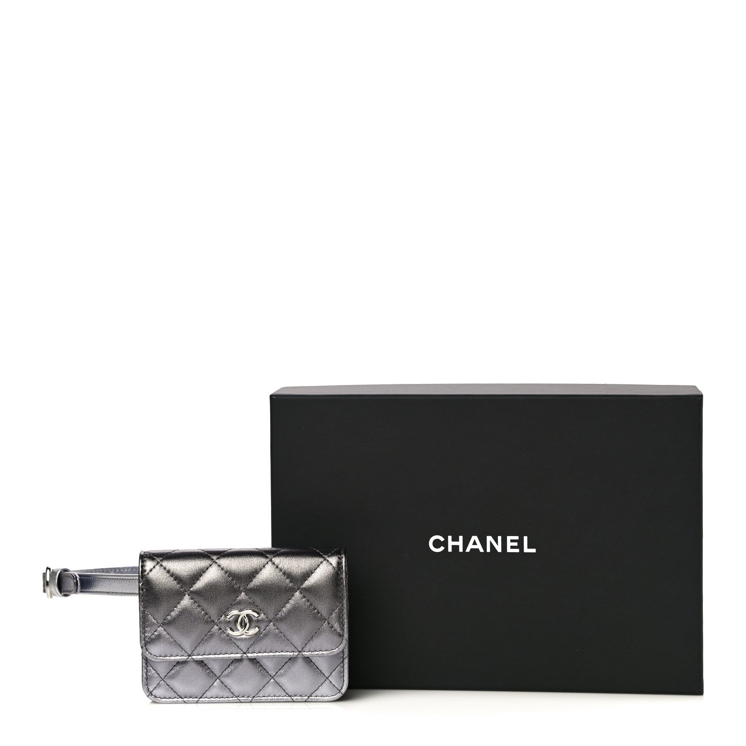 Chanel Gradient Metallic Lambskin Quilted Flap Chain Belt Bag Silver Purple 11 of 11