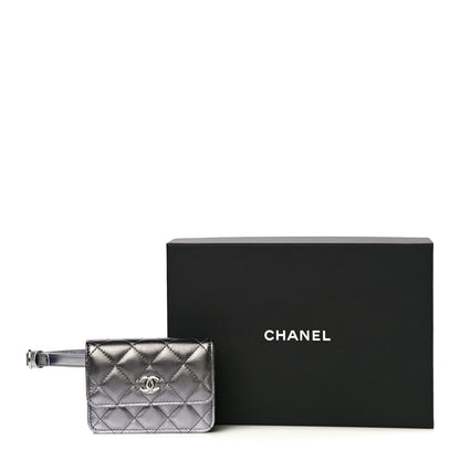 Chanel Gradient Metallic Lambskin Quilted Flap Chain Belt Bag Silver Purple 11 of 11