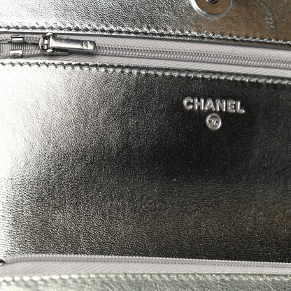 Chanel Gradient Metallic Calfskin Quilted Wallet On Chain WOC Silver Blue Yellow Purple 12 of 13