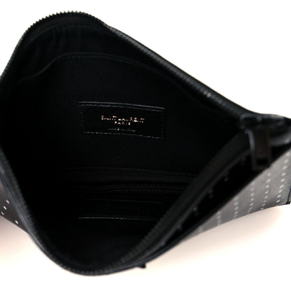 Saint Laurent Grain De Poudre Square Dot Zip Bill Pouch Black White 5 of 9