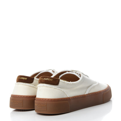 Saint Laurent Distressed Canvas Womens Venice Sneakers 38.5 White 4 of 9
