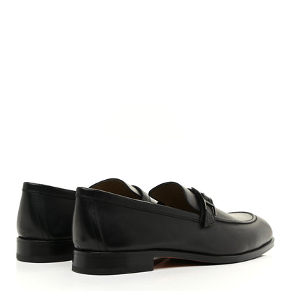 Hermes Calfskin Shiny Alligator Mens Monterey Loafers 44 Black 4 of 13