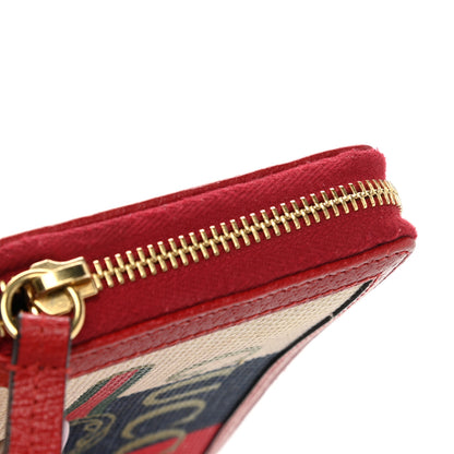 Gucci Canvas Sylvie Stripe Logo Zip Around Wallet Mystic White Hibiscus Red Maritime 8 of 8