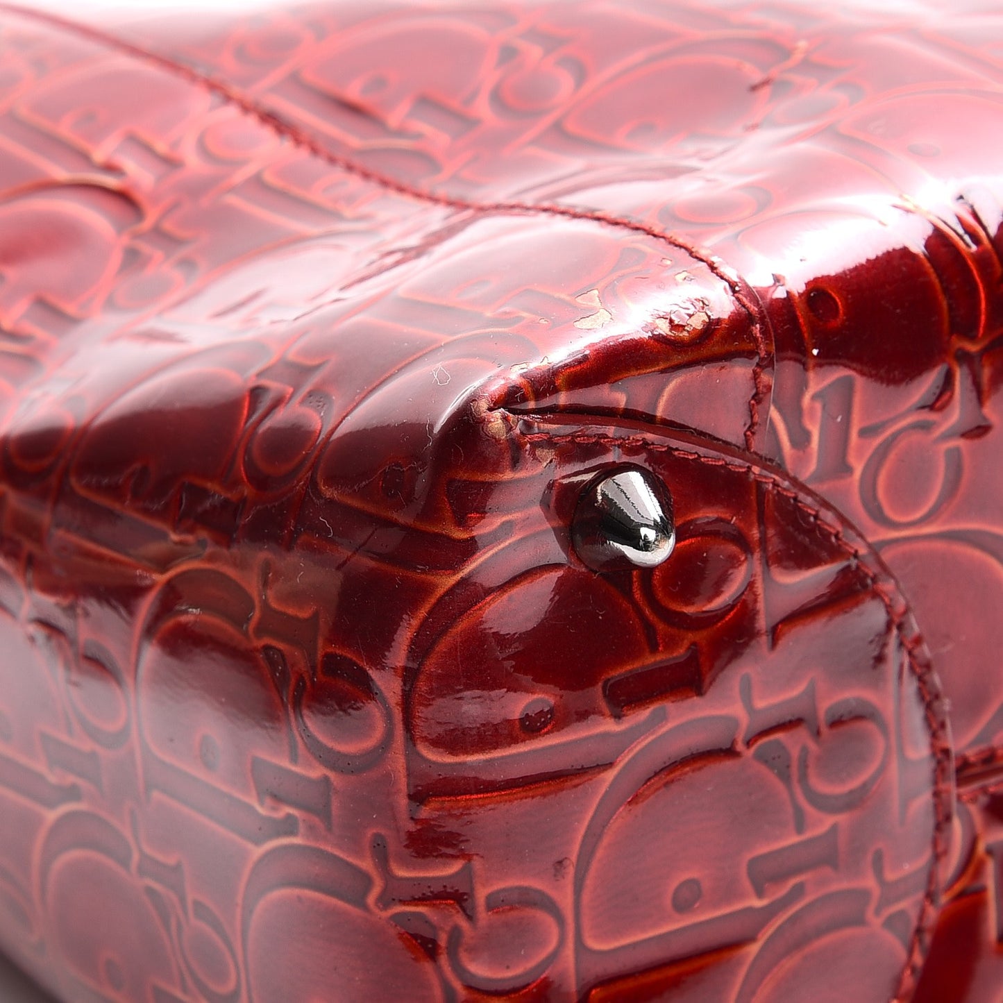 Patent Ultimate Chrome Beaded Malice Tote Red
