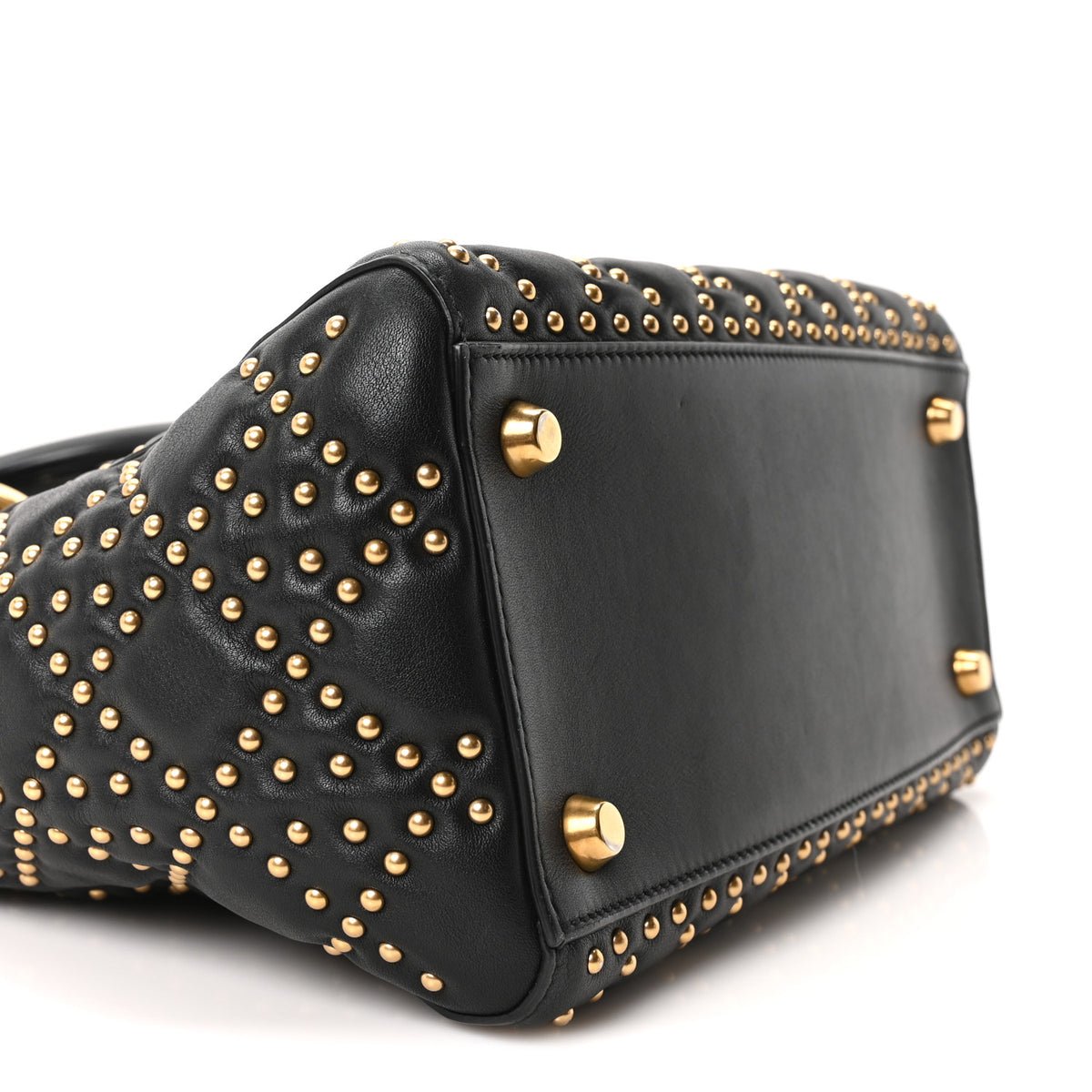 Christian Dior Calfskin Cannage Studded Medium Supple Lady Dior Black 9 of 10