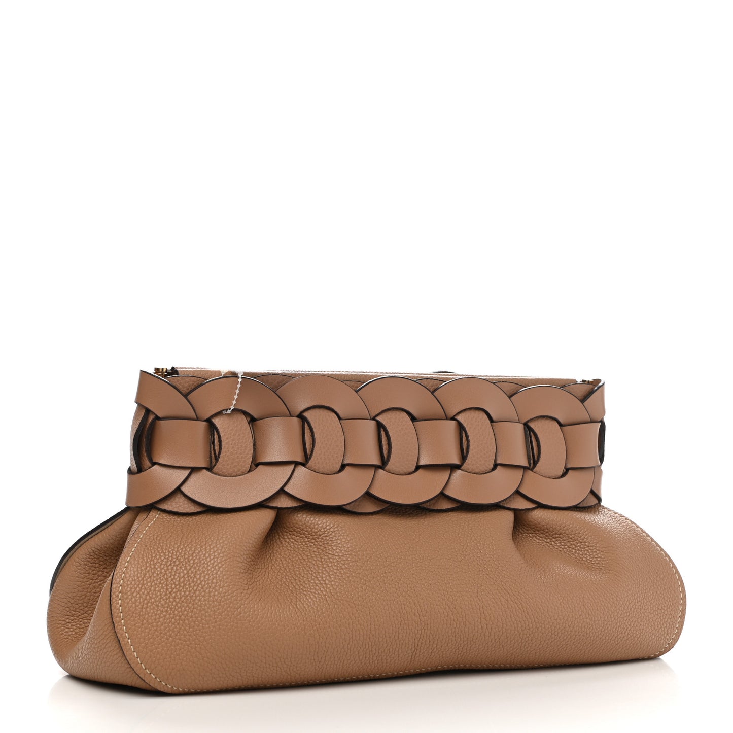 Grained Calfskin Darryl Clutch Cement Brown