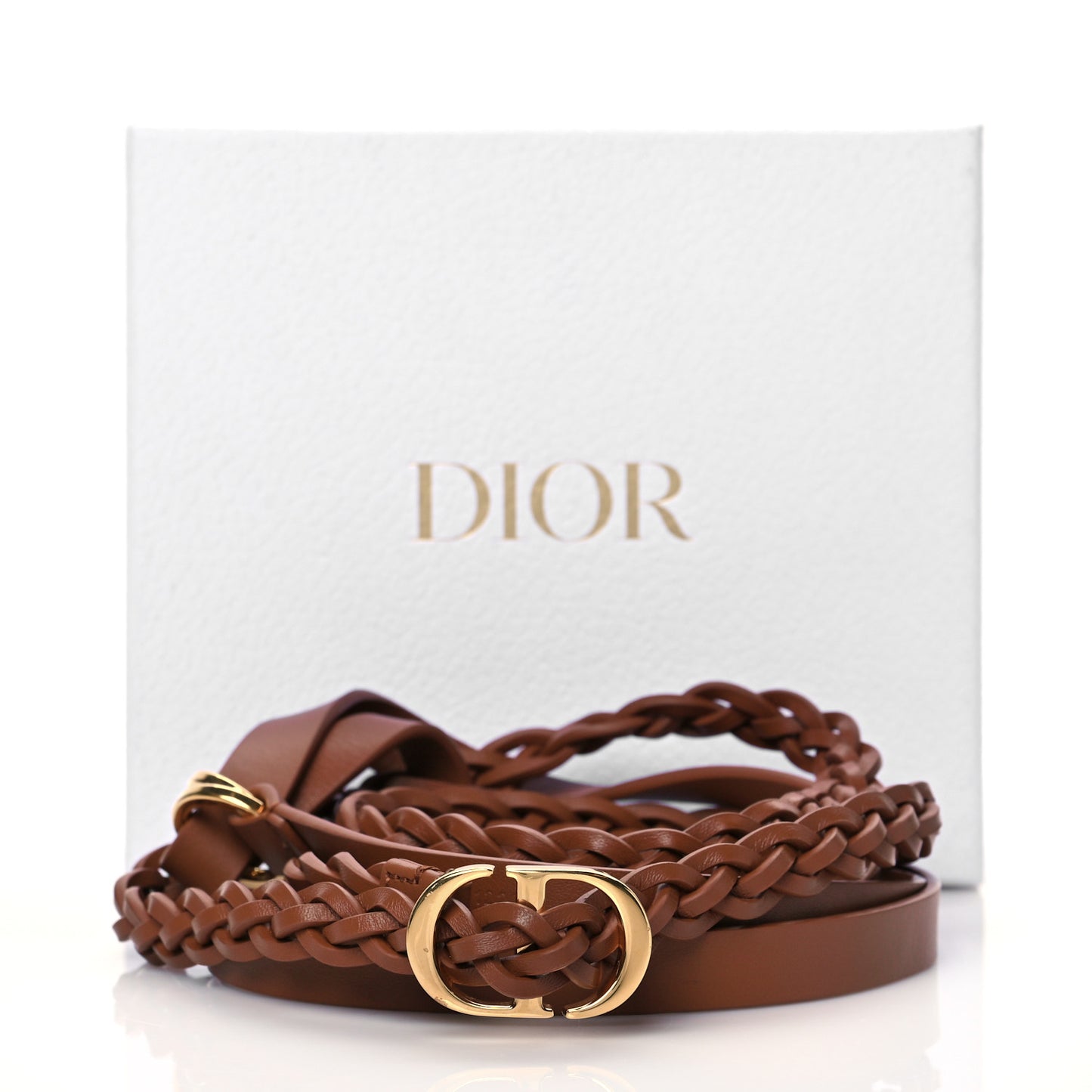 Calfskin Braided Belt 75 Brown