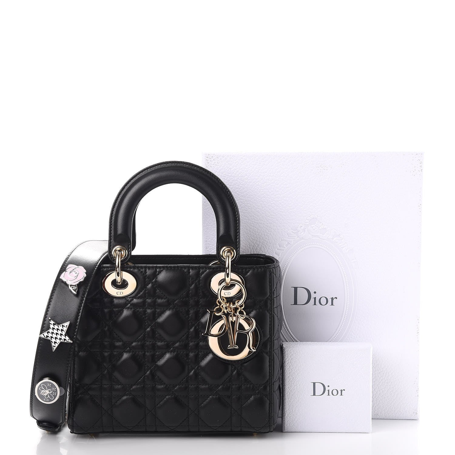 Christian Dior Lambskin Cannage Small Lucky Badges My Lady Dior Black 10 of 10