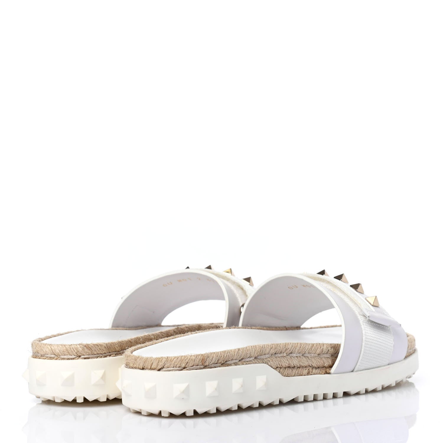 Valentino Garavani Rubber Rockstud Espadrille Flat Slide Sandals 37 White 3 of 4