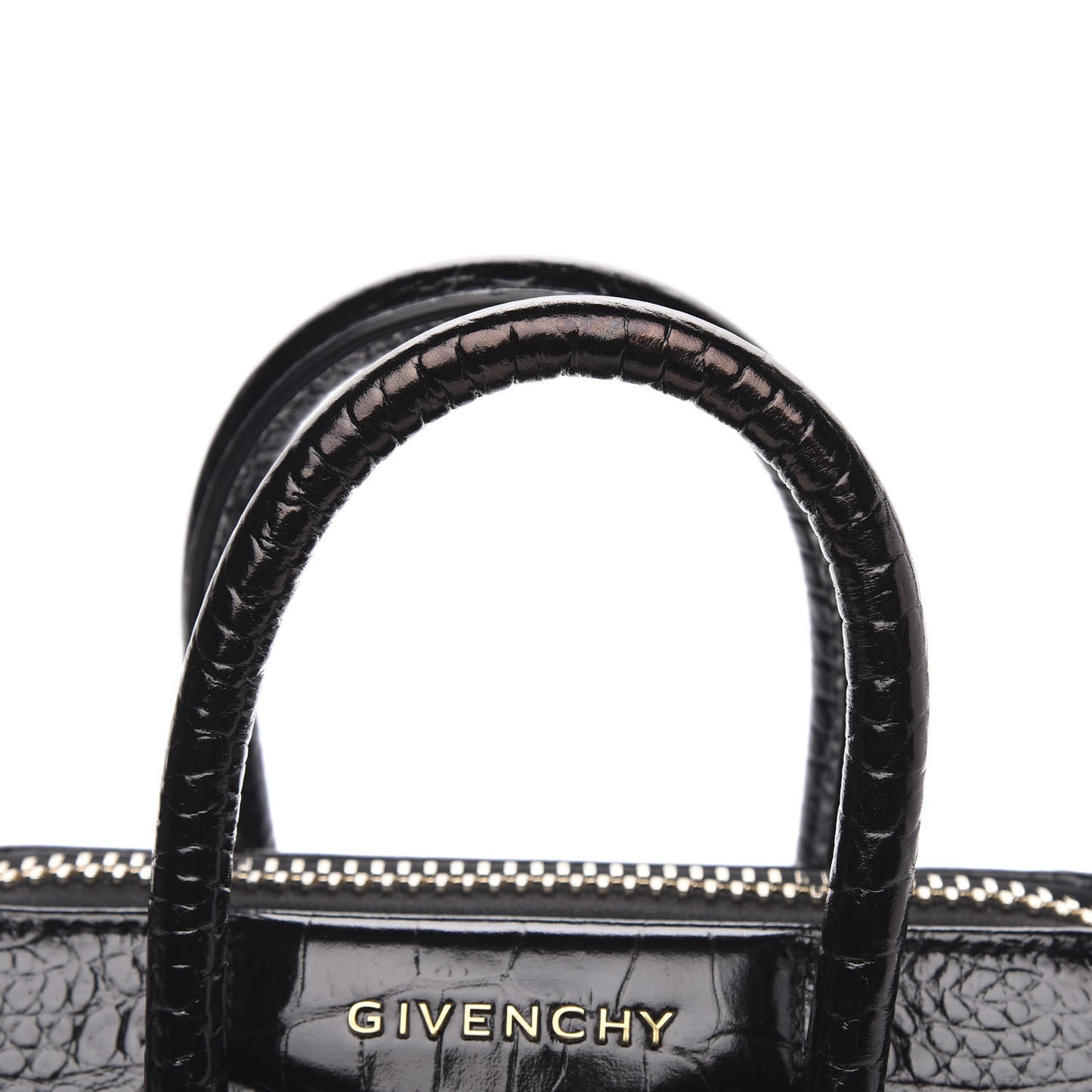 Calfskin Crocodile Embossed Mini Antigona Black
