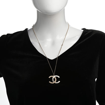 Chanel Baguette Crystal Quilted CC Pendant Necklace Gold 2 of 5