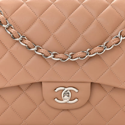 Chanel Lambskin Quilted Jumbo Double Flap Dark Beige 8 of 11