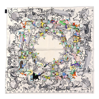 Louis Vuitton Urs Fischer Silk Monogram Square Scarf Multicolor 1 of 5