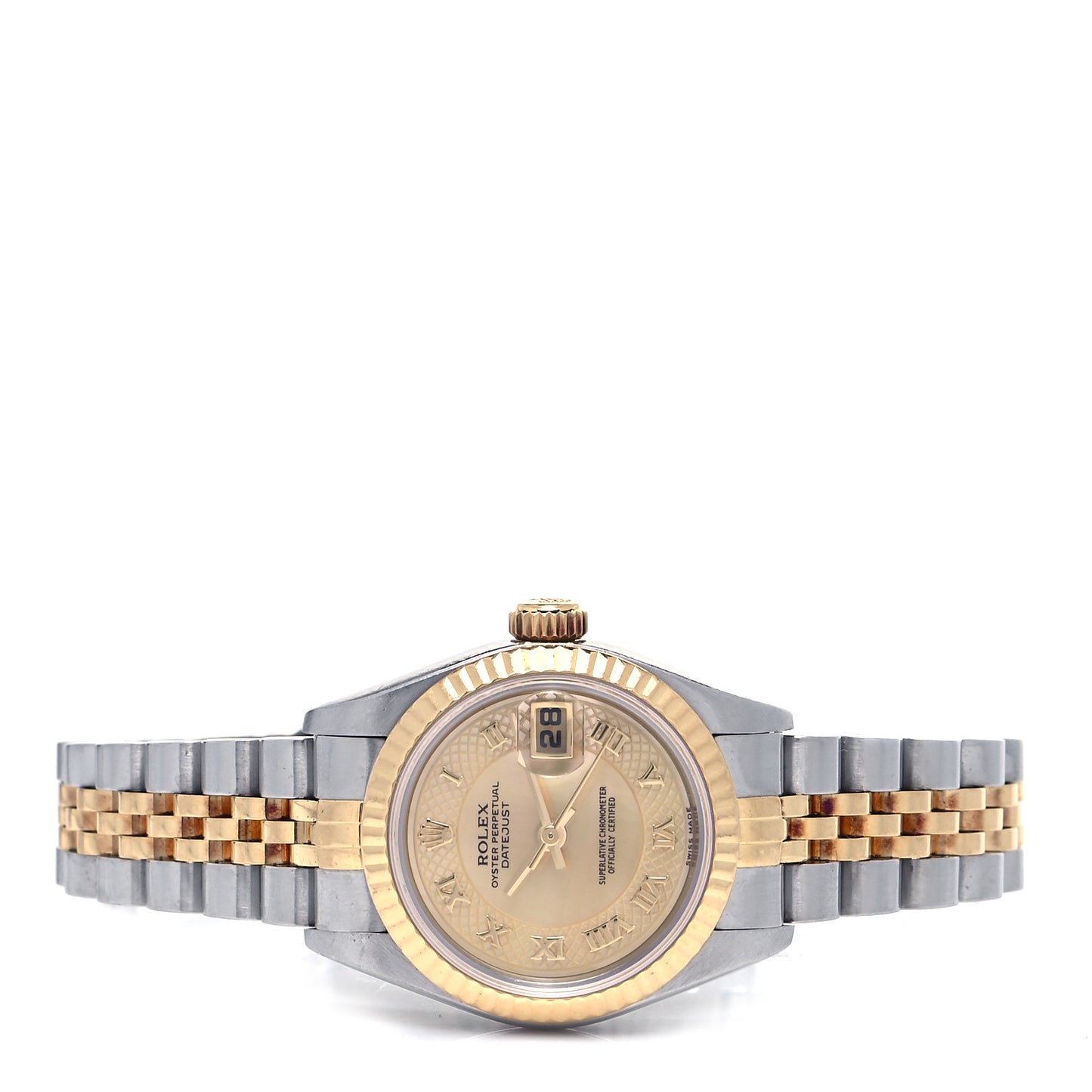 Stainless Steel 18K Yellow Gold Mother of Pearl 31mm Oyster Perpetual Datejust Watch Decorated Champagne Roman 78273