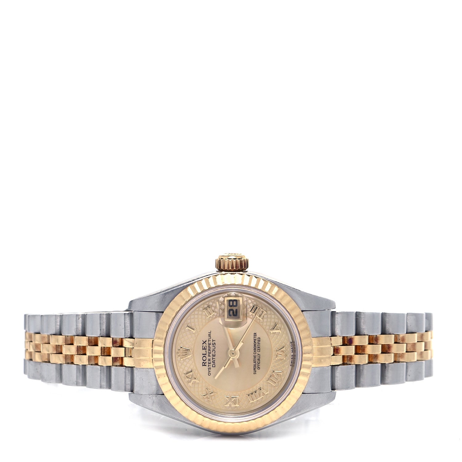 Rolex Stainless Steel 18K Yellow Gold Mother of Pearl 31mm Oyster Perpetual Datejust Watch Decorated Champagne Roman 78273 2 of 4