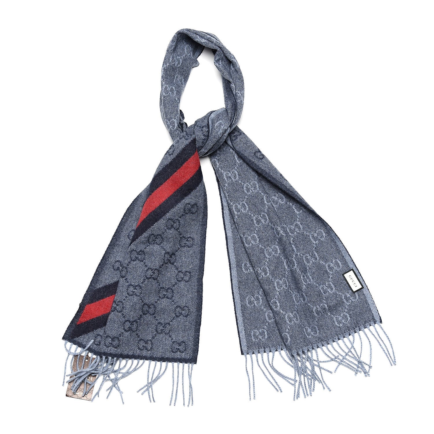 Gucci Wool Alpaca Monogram Web New Nikky Scarf Midnight Blue 1 of 5
