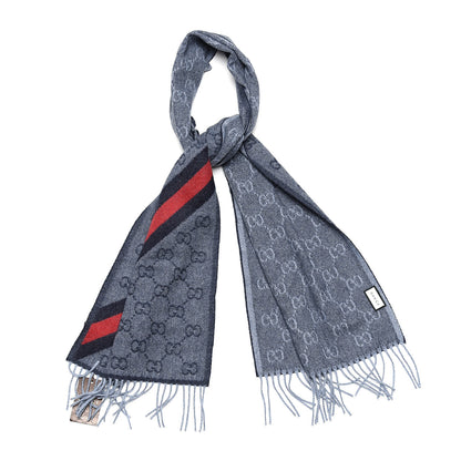 Gucci Wool Alpaca Monogram Web New Nikky Scarf Midnight Blue 1 of 5