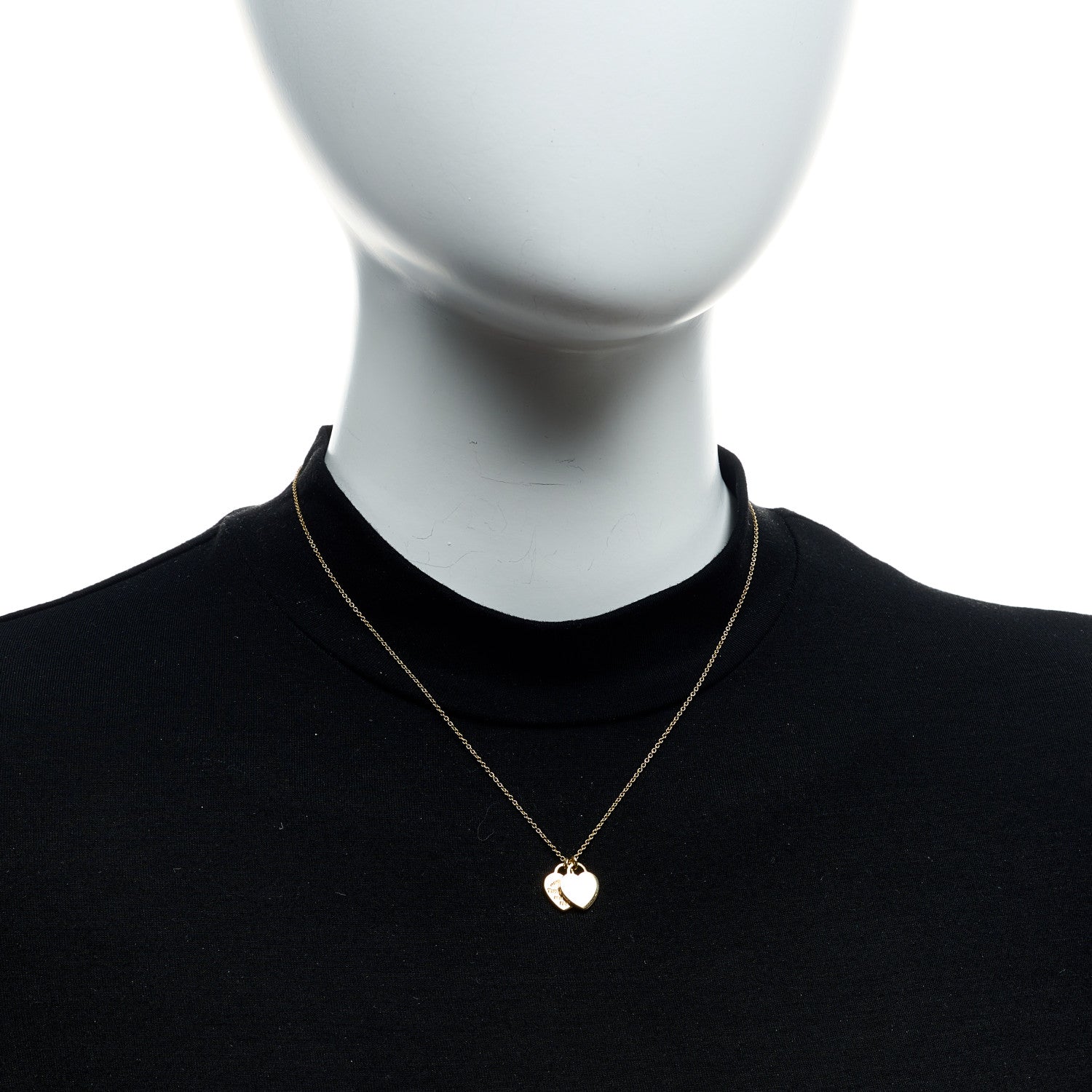 Tiffany 18K Yellow Gold Return to Tiffany Mini Double Heart Tag Pendant Necklace 2 of 6