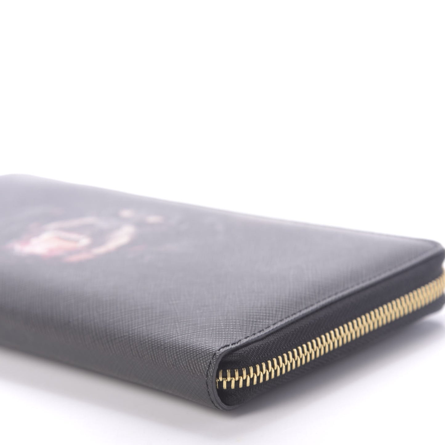 Textured Coated Canvas Rottweiler Print Zip Around Wallet Black