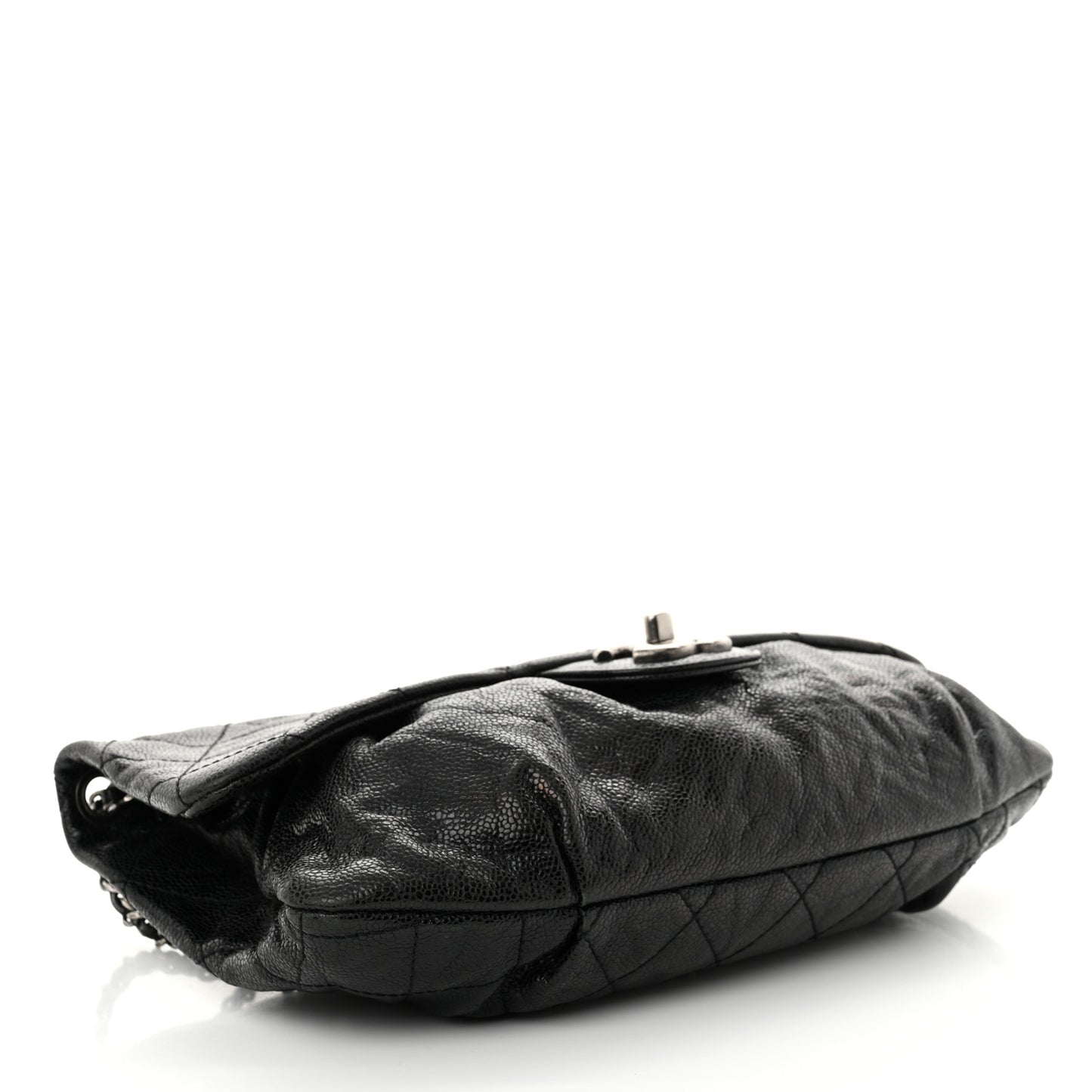 Caviar Quilted Medium Elastic Flap Black
