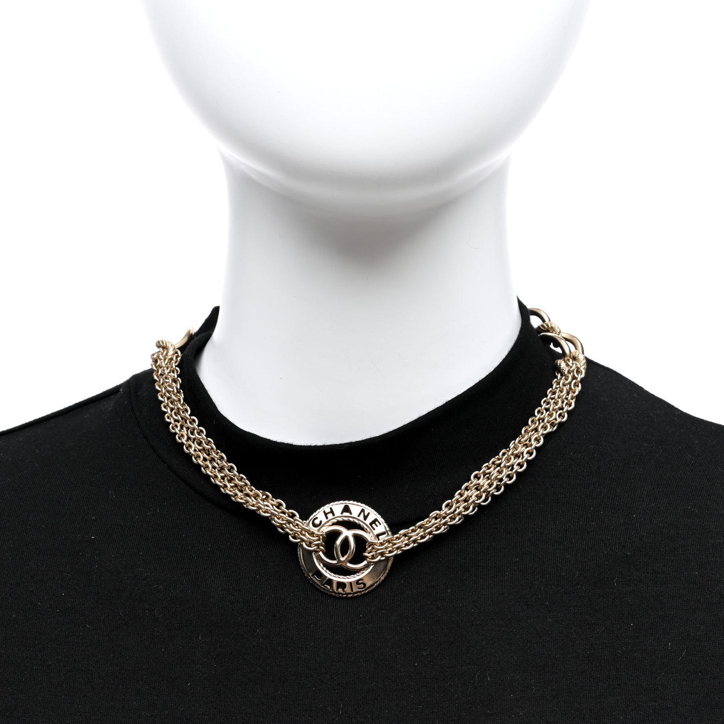 Metal Medallion Multi Chain Short Necklace Gold