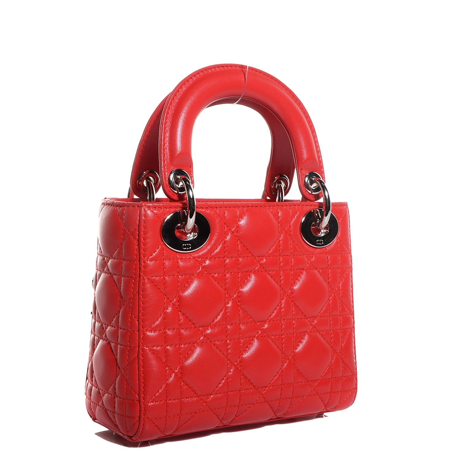 Christian Dior Lambskin Cannage Mini Lady Dior Vermillion 3 of 9