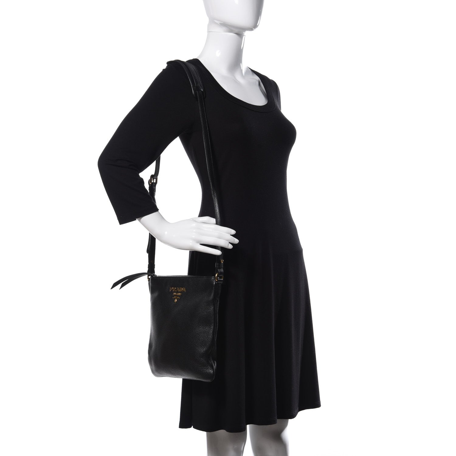 Prada Vitello Daino Crossbody Bag Black 2 of 10
