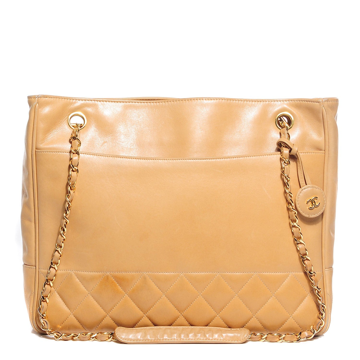 Chanel Lambskin Quilted Shoulder Bag Beige 1 of 9