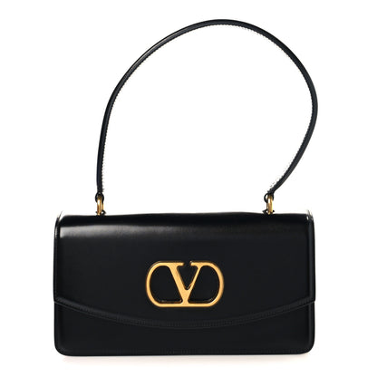 Valentino Garavani Shiny Calfskin Vlogo Vain Shoulder Bag Black 1 of 9