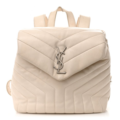 Saint Laurent Calfskin Y Quilted Monogram Small Loulou Backpack Cream Souffle 1 of 16
