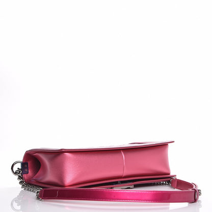 Chanel Metallic Patent Quilted New Medium Boy Flap Fuchsia 4 of 8