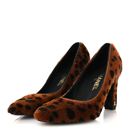 Chanel Pony Hair Lambskin Pumps 37 Brown Black 4 of 11