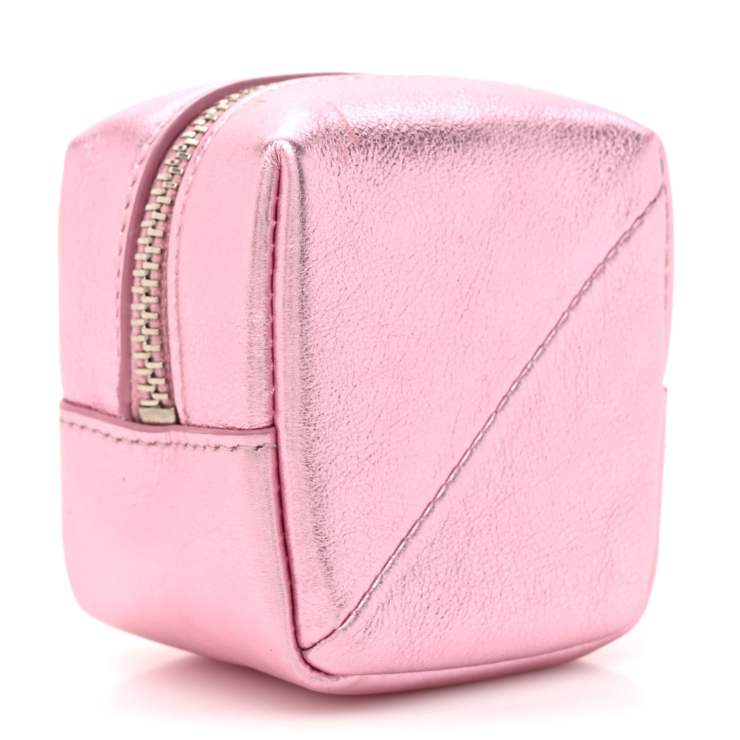 Saint Laurent Crinkled Lame Calfskin Jaime Cube Charm Keychain Violet 3 of 7
