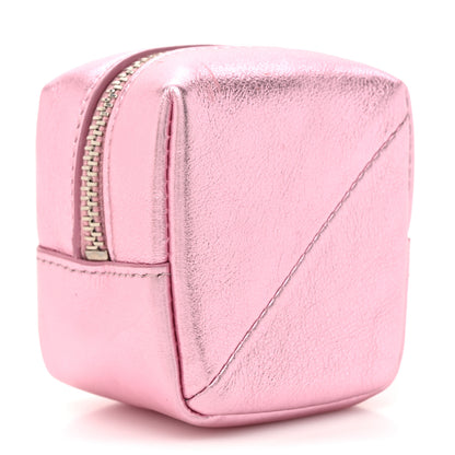 Saint Laurent Crinkled Lame Calfskin Jaime Cube Charm Keychain Violet 3 of 7