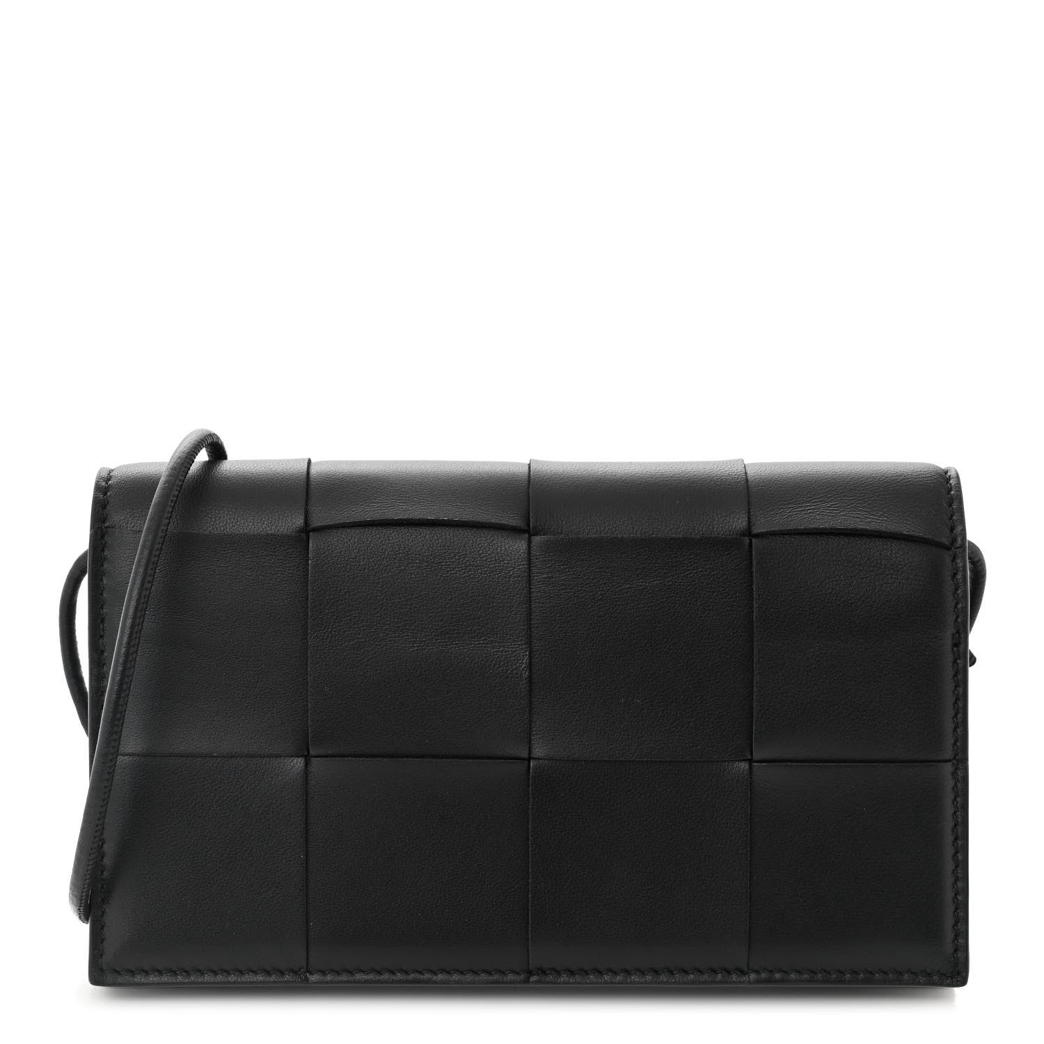 Bottega Veneta Lambskin Maxi Intreccio Cassette Wallet On Strap Black 1 of 10