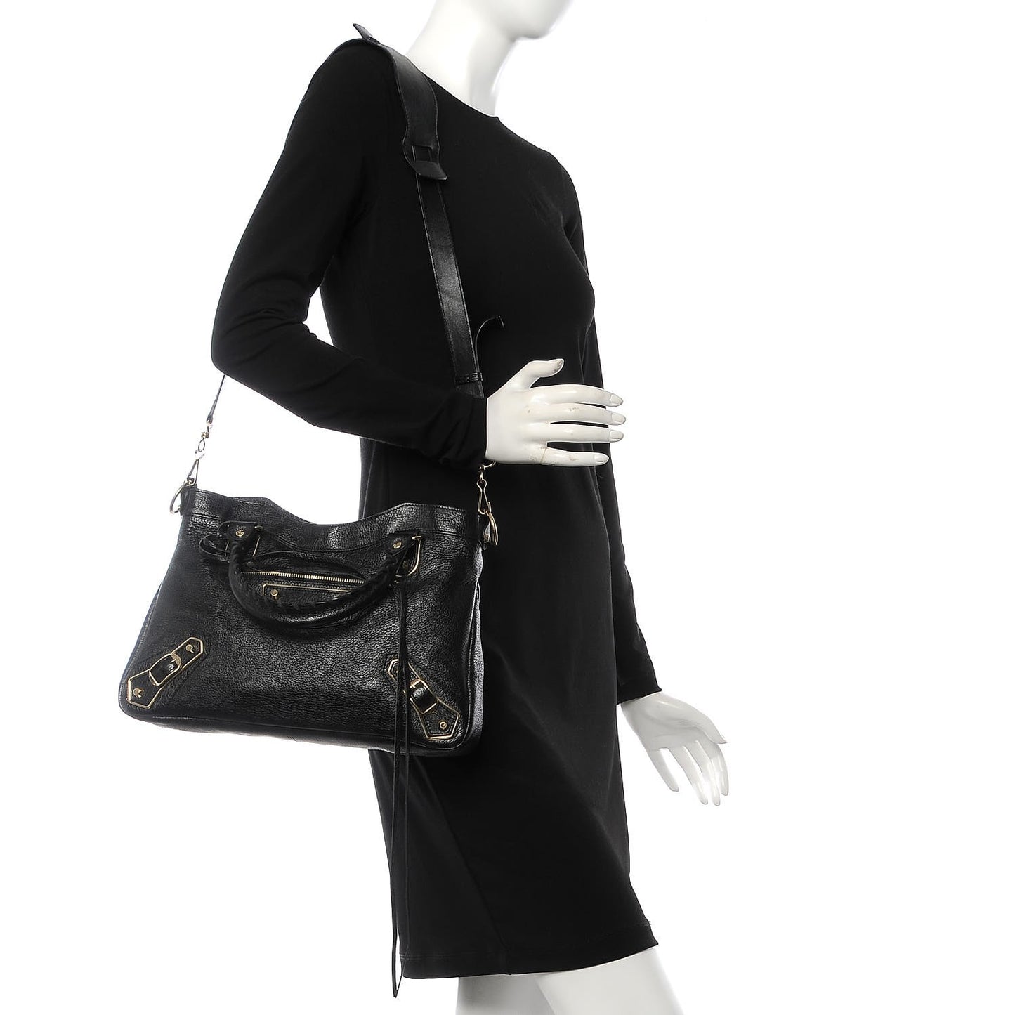 Chevre Silver Metallic Edge Hardware Town Black