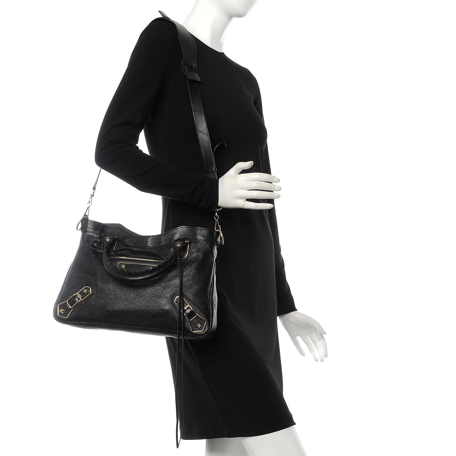 Balenciaga Chevre Silver Metallic Edge Hardware Town Black 2 of 8