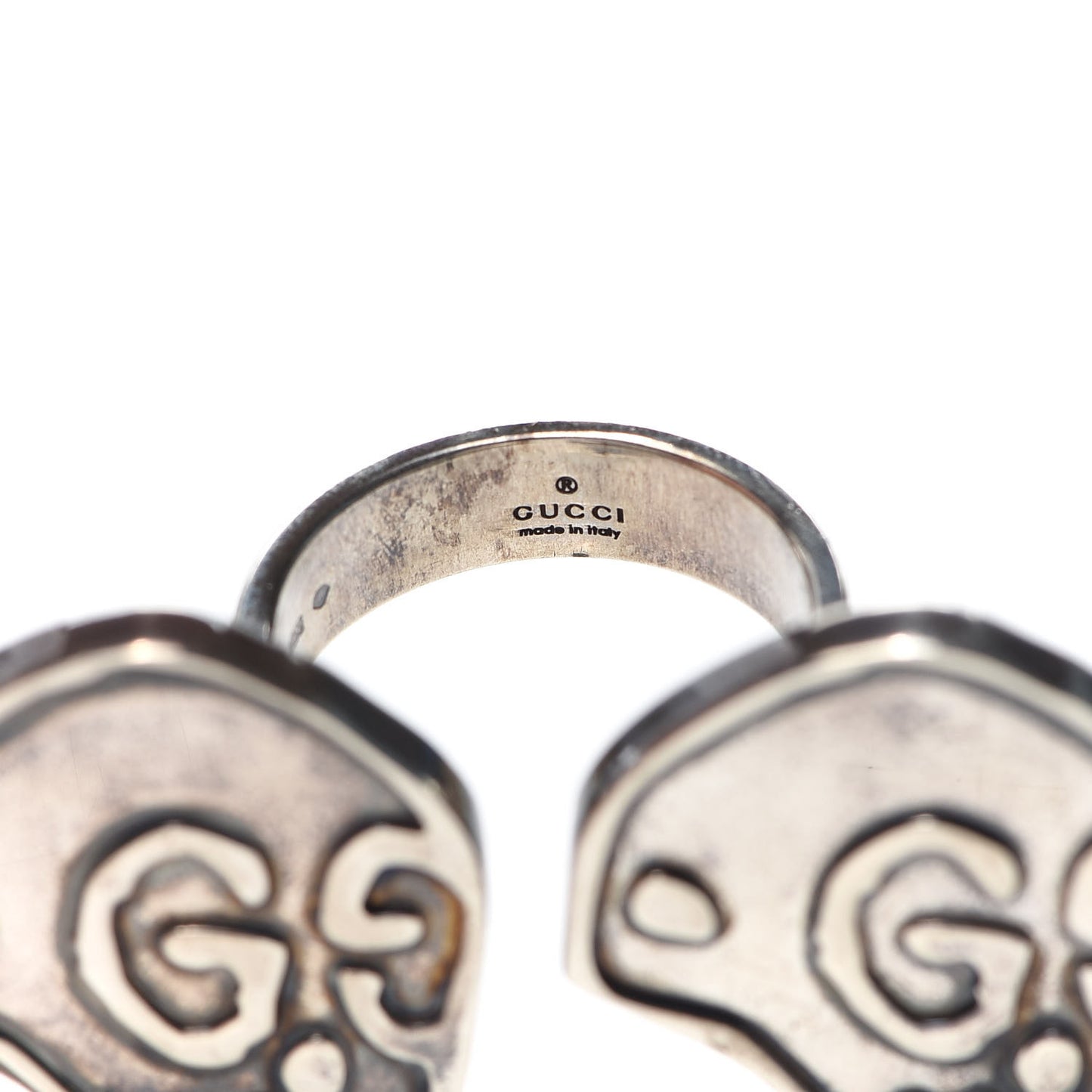 Sterling Silver GucciGhost Hamlet Skull Double Ring 58 8.25
