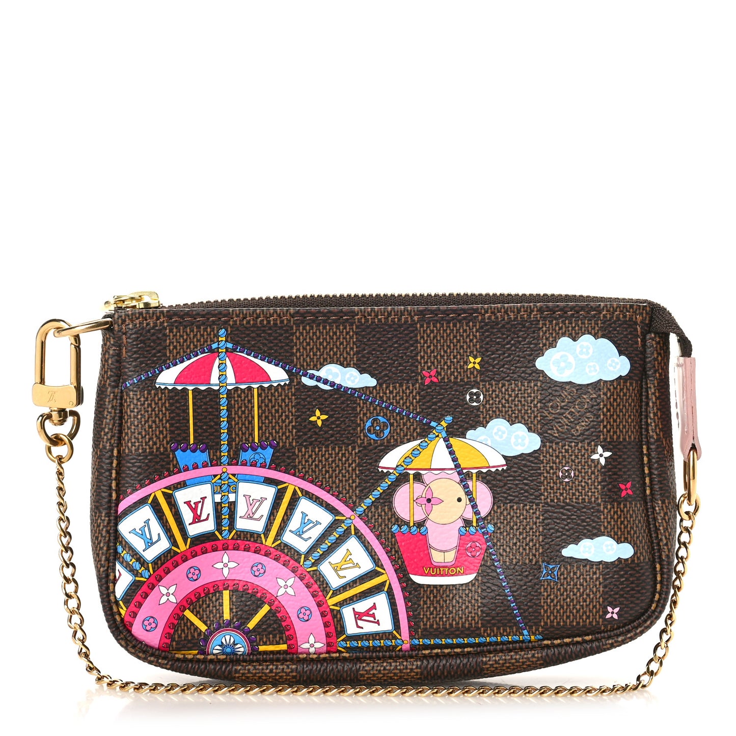 Damier Ebene 2020 Christmas Animation Big Wheel Mini Pochette Accessories Rose Ballerine